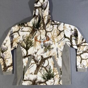 True Timber Camo Fleece‎ Hoodie Skull Antlers Hunting Pullover Mens Medium